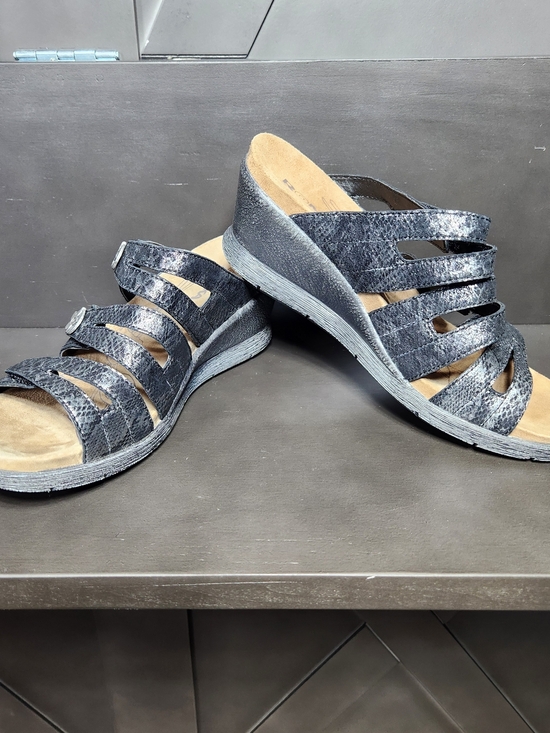 Romika Shoes - Romika Comfort Black/silver Multi-Strap Wedge Sandals Womens Us 6-6.5 EU 37